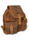 Vintage-Leder Rucksack mit Hirsch-Prägung, braun